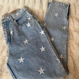 Vintage Dakota Blue High Rise Skinny Mom Jeans Ankle Zip Star Print Sz 11